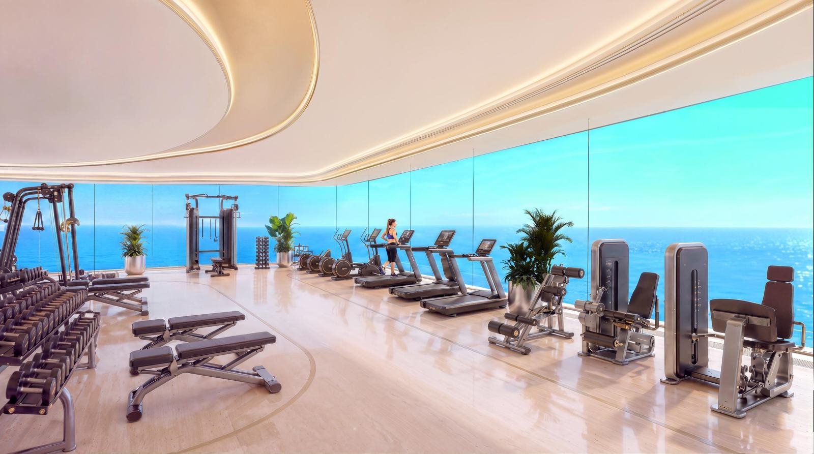 Gym with sea views